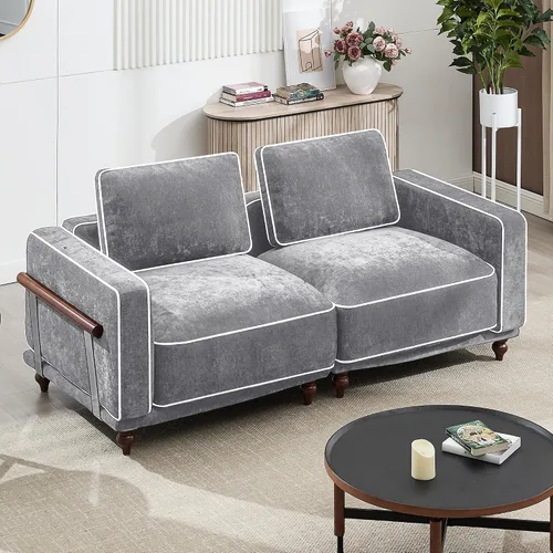 Miniatura 10 de Otomano cuadrado de 35'' para sofá seccional modular, otomanos tapizados y móviles con reposapiés para sala de estar, dormitorio, chenilla blanca