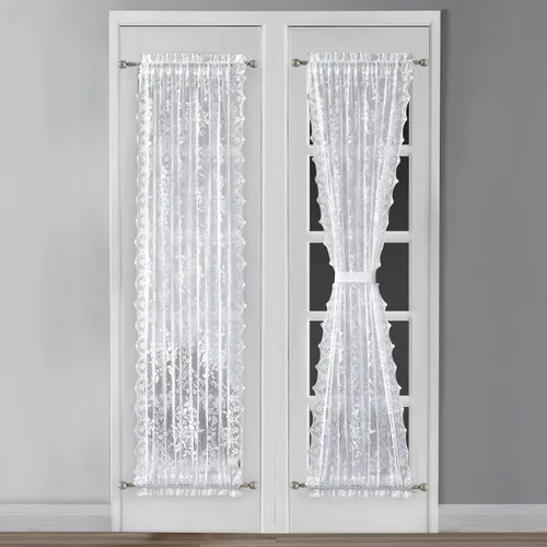 Miniatura 10 de Warm Home Designs Cortinas negras para puerta francesa. El par de cortinas de encaje con rosas inglesas viene con 2 alzapaños gratis. Las cortinas