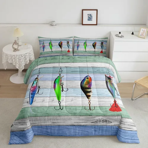 Miniatura 27 de Juego de edredón de ballena individual, juegos de ropa de cama retro con temática náutica para decoración de dormitorio, edredón de plumón de vida