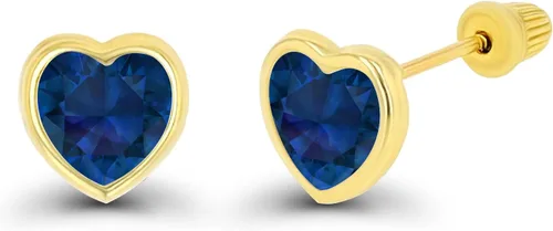 Miniatura 2 de Aretes de tuerca de oro macizo de 14 quilates, hipoalergénicos, de 0.236 in, con forma de corazón, con bisel pulido