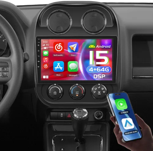 Miniatura 13 de [4+128G] Android 15 Estéreo de coche para Jeep Compass Patriot 2010-2016, 10 pulgadas en celda pantalla táctil brújula radio inalámbrico Carplay