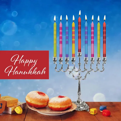 Miniatura 6 de Ner Mitzvah Velas de Janucá sin goteo tamaño estándar, velas de Hanukkah multicolor de dos tonos que se adaptan a la mayoría de menorás, cera