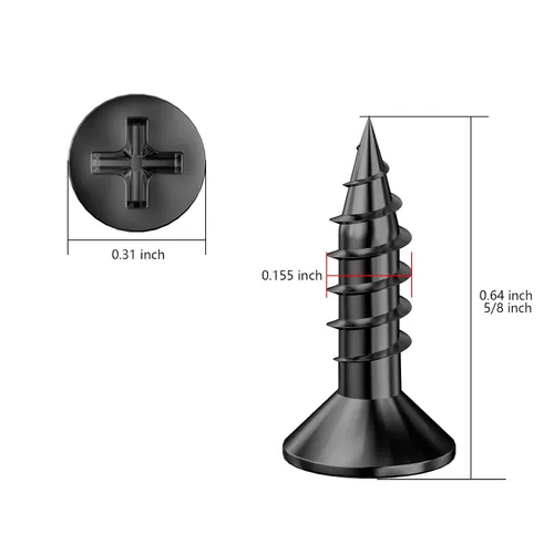Miniatura 2 de Wensilon (600 piezas) #8x5/8 Tornillo de madera negro de metal autorroscante de cabeza plana