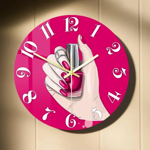 Miniatura 12 de Reloj de pared de salón de uñas de 12 pulgadas, nombre personalizado, regalo de técnico de uñas, reloj de pared silencioso sin tictac, funciona