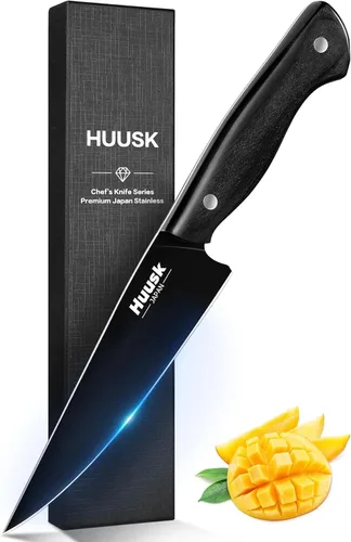 Huusk Cuchillo de Cocina Utilitario Japonés de 5.7 pulgadas - Cuchillo de Cocina Pequeño con Hoja de Revestimiento de Titanio, Mini Cuchillos de