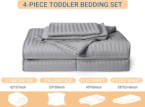 Miniatura 2 de ZPECC Juego de Ropa de Cama para Niños Pequeños - Juego de Ropa de Cama Hipoalergénica para Cuna de Bebé de 4 Piezas para Niños y Niñas, Incluye