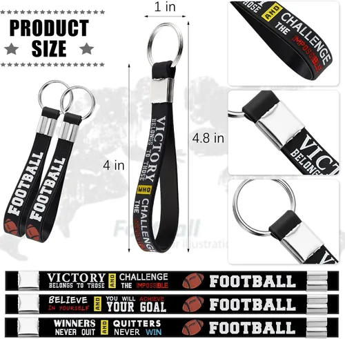 Miniatura 2 de Junkin 24 piezas de regalos de fiesta de fútbol de silicona llaveros de regalo de noche para adultos mayores, accesorios de fiesta