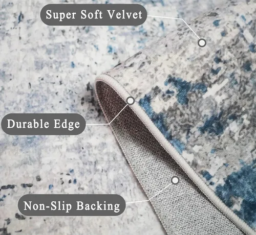 Miniatura 3 de vivorug Alfombras de área de 5 x 7 pies – Alfombra ultrafina lavable con parte trasera antideslizante, ideal para sala de estar, dormitorio