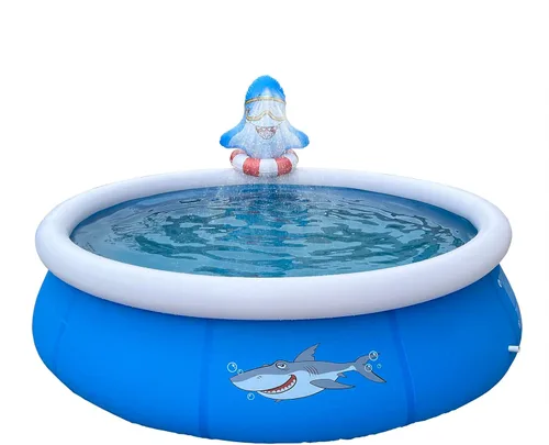 DIMAR GARDEN Piscina inflable de 10 pies x 30 pulgadas, piscina de tiburón redonda con anillo superior de aire al aire libre Azul