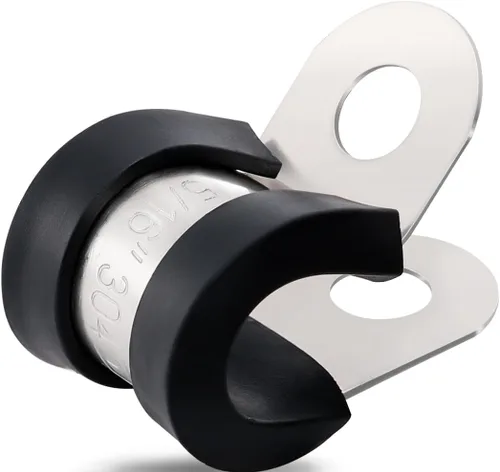Miniatura 7 de OURU 100 piezas de abrazaderas de cable de 3/8 pulgadas, abrazaderas de cable de acero inoxidable 304 con revestimiento de goma acolchado y aislado