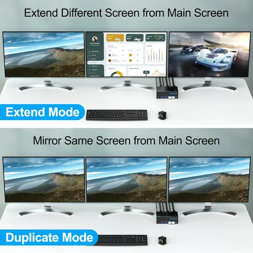 Miniatura 3 de Conmutador KVM 8K 3 Monitores 2 Computadoras Triple Monitor 2 Displayport 1.4 y HDMI 2.1 USB 3.0 Conmutadores KVM, DP 1.4 soporta 8K@30Hz/4K@144Hz