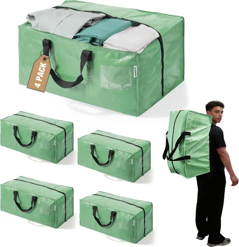 Miniatura 16 de WORKPRO 1 paquete de bolsas de mudanza extra grandes con cremalleras y asas de transporte, correas de mochila, bolsa de almacenamiento resistente