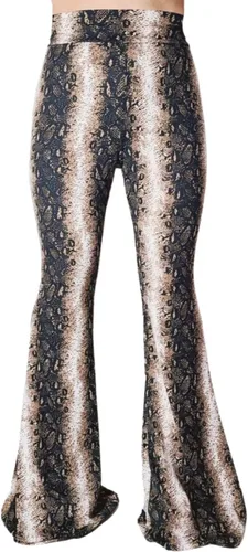 Miniatura 120 de ShopMyTrend - Pantalones de yoga largos con piernas anchas y acampanadas estilo palazzo, con cintura alta, para mujer
