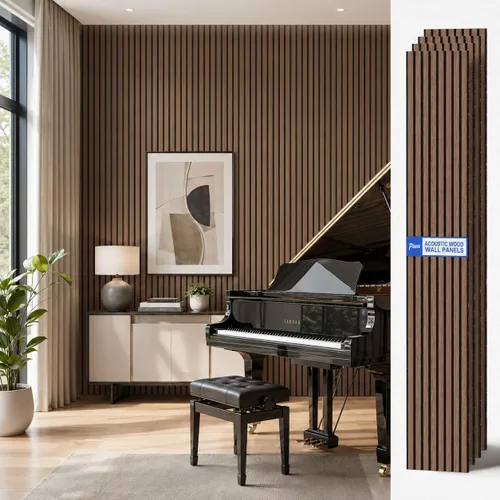 Miniatura 23 de PIWA Paneles de listones acústicos de madera, 94 x 24 pulgadas, 2 unidades, superficie MDF de 0.472 in con núcleo absorbente de sonido de 0.394