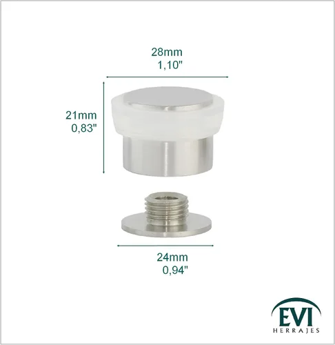 Miniatura 3 de Topes de puerta EVI Tope de puerta de acero inoxidable - Cierre de tornillo - Protector de goma blanca - Tope de puerta de 0.94 x 0.83 pulgadas