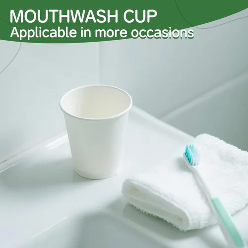 Miniatura 4 de Paquete de 100 tazas de papel de 3 onzas, pequeñas tazas de café, tazas desechables mini para baño y enjuague bucal, adecuadas para fiesta, picnic