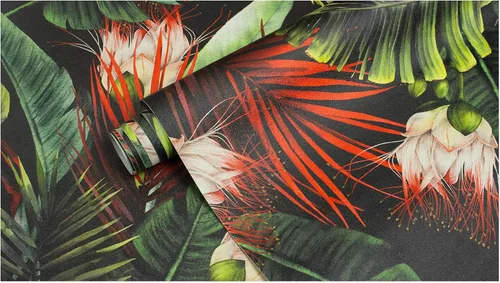 Miniatura 8 de HAOKHOME Papel tapiz removible con diseño floral de selva para despegar y pegar, papel de pared de vinilo negro/verde/rojo, papel de contacto, 17.7