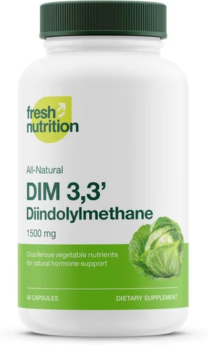 DIM Suplemento 500 mg - Diindolilmetano para el metabolismo de estrógenos, salud hormonal, acné y apoyo antioxidante - vegano, sin OMG, sin gluten -