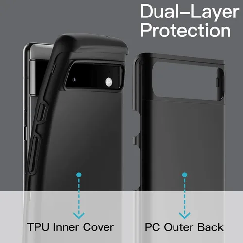 Miniatura 3 de JETech Funda para Google Pixel 6a de 6.1 pulgadas 2022, protección de doble capa a prueba de golpes (negro)