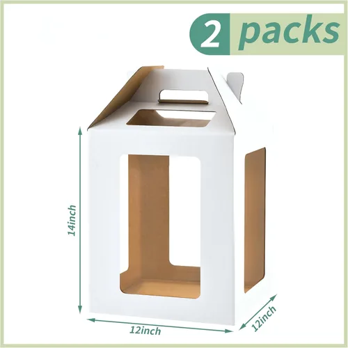 Miniatura 2 de XININSUN Cajas altas para pasteles con 6 ventanas, 12 x 12 x 14 pulgadas Transportador de pasteles altos, Caja para pasteles escalonados, Caja