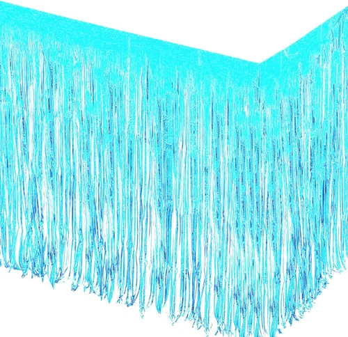 Miniatura 7 de allgala Paquete de 2 faldas de mesa de oropel rosa de 29 x 108 pulgadas con flecos metálicos para fiestas, eventos, desfiles, flotadores, decoración