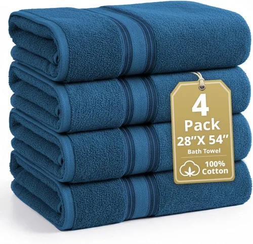 Miniatura 92 de Lane Linen Juego de 4 toallas de baño de 100 % algodón (35 x 66 pulgadas), juego de toallas de baño extragrandes de algodón sin torsión, secado Gris