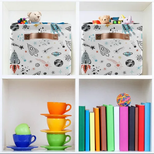 Miniatura 6 de Cesta de almacenamiento grande plegable para juguetes, organizador de lavandería para armario, estante de guardería, dormitorio de niños, 15 x 11 x