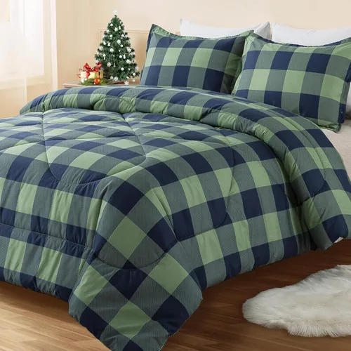 Miniatura 24 de Andency Edredón a cuadros tamaño individual (66 x 90 pulgadas), juego de cama a cuadros negros y blancos para adolescentes y niños, ropa de cama