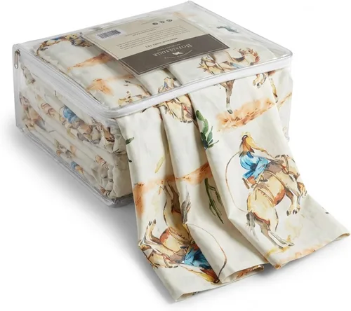 Miniatura 5 de Rod's True Western Bronco - Juego de sábanas tamaño matrimonial, ropa de cama occidental de 4 piezas, sábanas de algodón con fundas de almohada