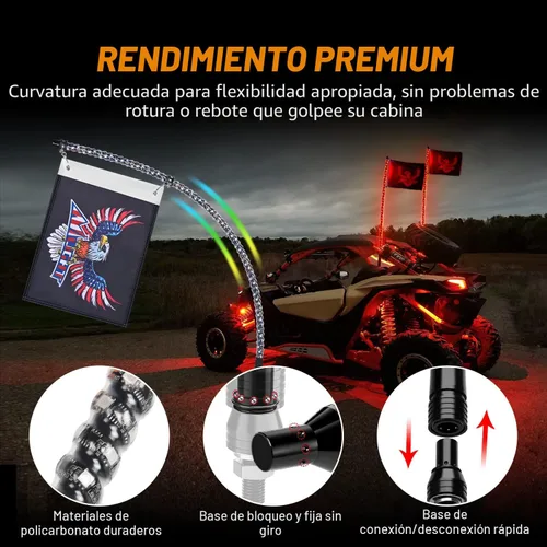 Miniatura 7 de Nilight 2 piezas luces LED RGB tipo látigo de 3 pies, control remoto por aplicación con patrones de persecución DIY, modos de iluminación de parada