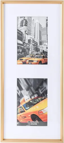 Miniatura 9 de Marco de fotos de aluminio dorado con 2 aperturas de 5 x 7 2 tapetes incluidos, plexiglás HD, se adapta a fotos de 5 x 7 o 4 x 6, soporte de mesa