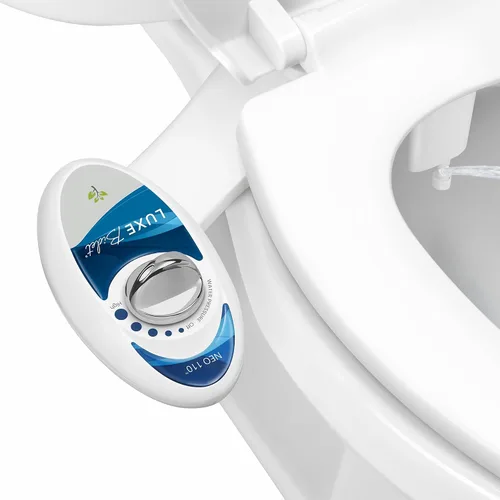 Bidé mecánico Neo 110 de Luxe Bidet, no eléctrico, de agua fresca, se agrega al excusado, con fuertes válvulas de grifo y mangueras metálicas., Neo