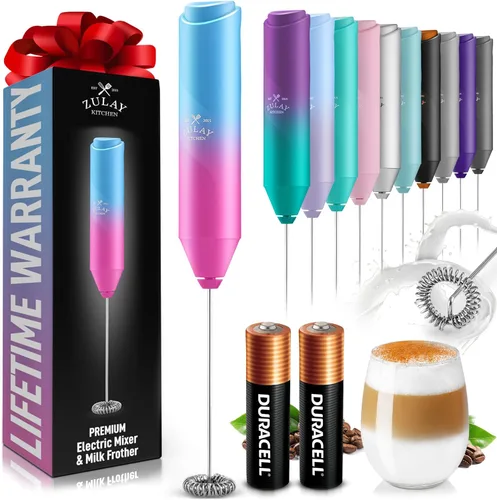 Miniatura 138 de Zulay Kitchen Espumador de leche de mano a pilas - Mezclador eléctrico de bebidas para café, lattes, capuchinos, matcha y chocolate caliente