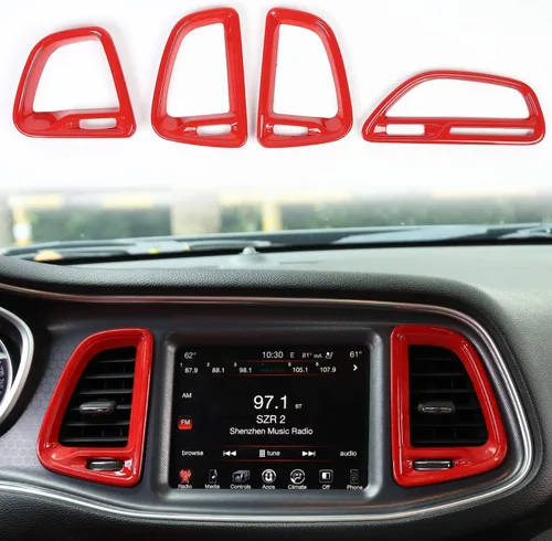 Miniatura 7 de Voodonala para Consolas Centrales de Fibra de Carbono ABS Challenger, Recorte de Cubierta de Salida de Aire Acondicionado para 2015-2023+ Dodge