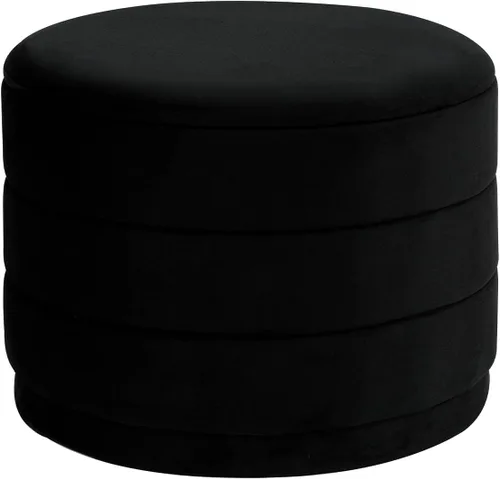 Miniatura 13 de Otomana redonda de terciopelo de 15.4 pulgadas con tapa reversible, reposapiés otomano circular tapizado con almacenamiento oculto, reposapiés Negro