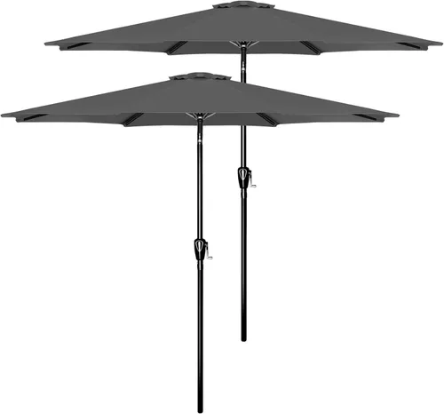 Miniatura 7 de Simple Deluxe Sombrilla de patio al aire libre, protección UV, con botón de inclinación/manivela y 8 varillas resistentes, para mesa, jardín, Azul