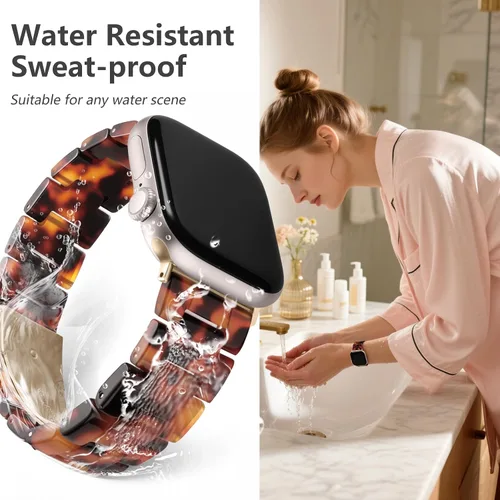 Miniatura 6 de Lerobo - Banda de resina compatible con Apple Watch Series 11/10/9/8/7 de 38mm 40mm 41mm 42mm 44mm 45mm 46mm 49mm, correa ligera de moda para iWatch