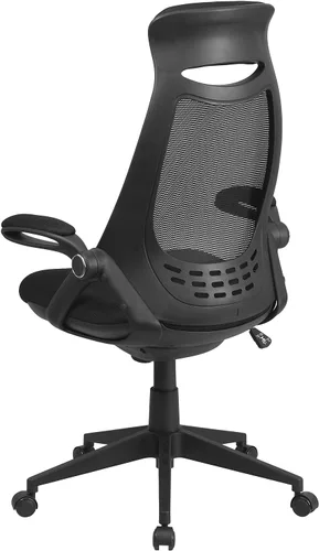 Miniatura 8 de Flash Furniture Ivan - Silla de oficina giratoria ejecutiva de malla negra con brazos abatibles