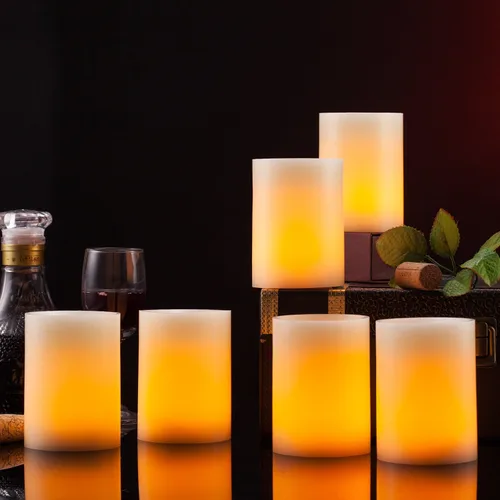 Miniatura 3 de Velas LED sin llama parpadeo 3 in x 4 in con 10 teclas control remoto, temporizador clásico pilar fibra óptica mecha velas de cera real, funciona