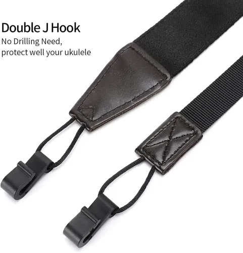 Miniatura 6 de Ukulele Strap No Drill, Adjustable Double J Hook Clip on Uke Shoulder Strap, Hawaiian Butterfly Printing Hands Free Ukelele Strap, Easy to Use and