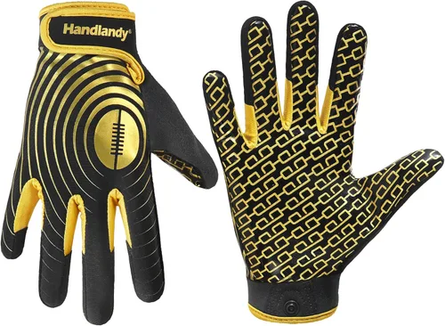 Miniatura 21 de HANDLANDY Guantes de fútbol para jóvenes, guantes receptores adhesivos para niños, guante de fútbol de súper agarre, mejor regalo para niños y niñas