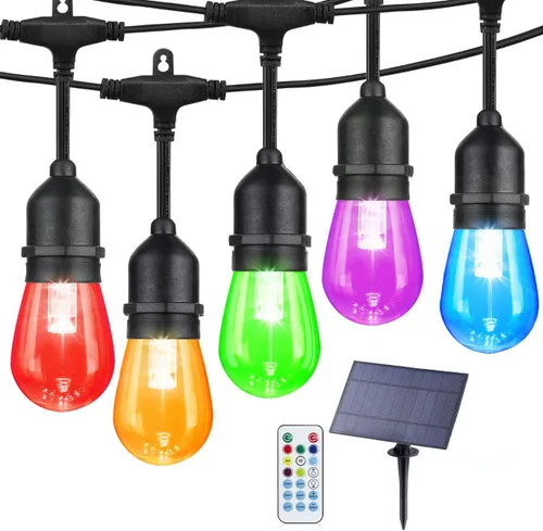 Miniatura 7 de Auroraworld Guirnalda de luces RGB de 24 pies para exteriores, regulables, cambio de color, impermeable, luces LED para patio con control remoto, 12