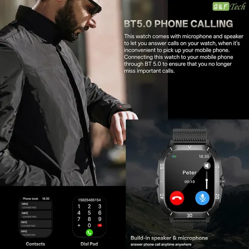 Miniatura 3 de Q&F Tech Reloj deportivo inteligente C50Pro para monitor de fitness y salud, incluyendo presión arterial y oxígeno/frecuencia