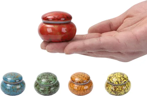 Miniatura 10 de Urna pequeña para cenizas humanas – Urna artesanal de 1.6 pulgadas – Hermosas urnas de recuerdo pequeñas – Mini urna hecha de cerámica – Capacidad