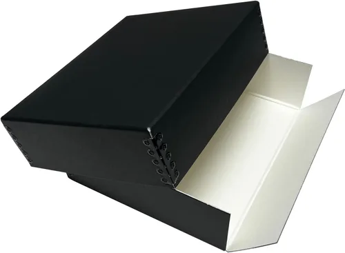 Miniatura 8 de Lineco, Caja de almacenamiento de archivos de museo de 8 x 10, diseño frontal con borde de metal, sin ácidos, protector para fotos, documentos, Negro