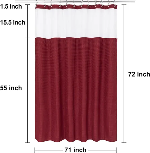 Miniatura 6 de N&Y HOME - Juego de cortina de ducha de punto gofre, forro de tela a presión y 12 ganchos de metal, estilo hotel, impermeable, lavable y ventana