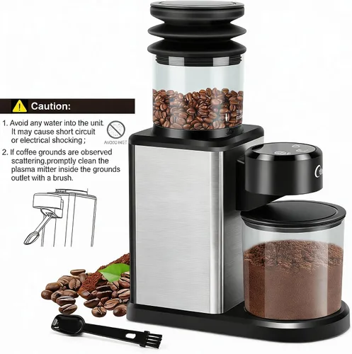 Miniatura 7 de Molinillo de café eléctrico para el hogar y la oficina: molinillo de café inteligente con 25 ajustes de molienda de precisión y tolva de grano