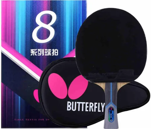 Butterfly 802 FL Shakehand - Raqueta de tenis de mesa | Serie China | Potente combinación de hoja de arilato/carbono y goma con estuche de raqueta |