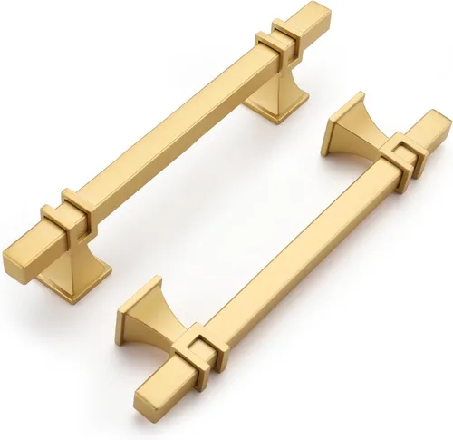 Miniatura 16 de Haliwu Paquete de 5 tiradores de gabinete con barra en T negra y dorada de 3 pulgadas, tiradores de puerta para armarios de cocina, manijas de zinc