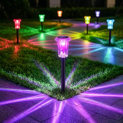 Miniatura 8 de Eyrosa Luces solares para exteriores, patrón de explosión de estrellas, paquete de 10 unidades de carcasa amarilla limón de alta visibilidad, luces